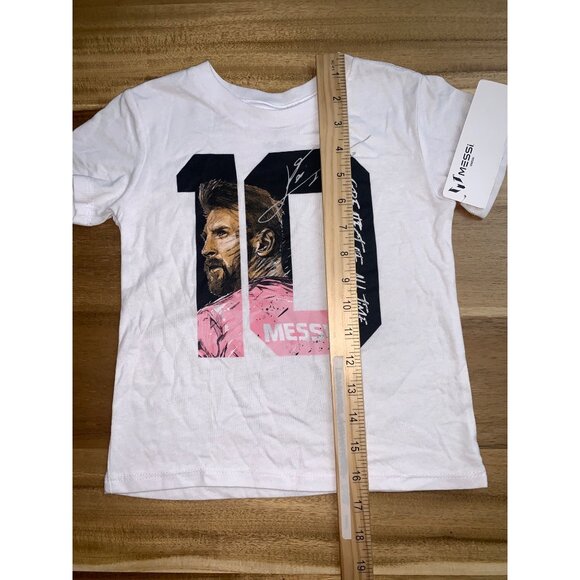 Lionel Messi Kids Toddlers T-Shirt White Greatest Of All Time Print Size 3T - Picture 9 of 10